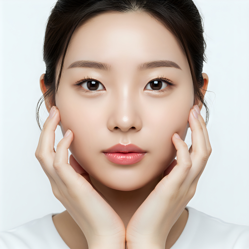 얼굴에 손을 얹은 젊은 여성
