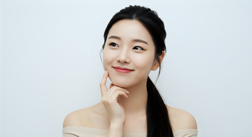 젊은 여자가 위를 올려다보고 있음
