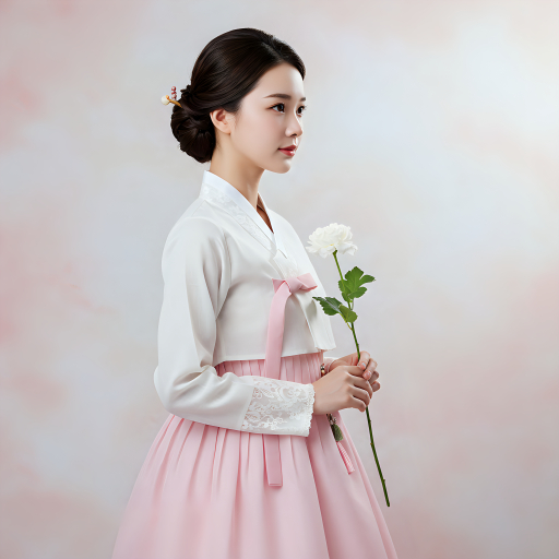 한복을 입은 여자와 장미