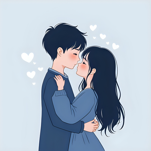 젊은 커플의 포옹