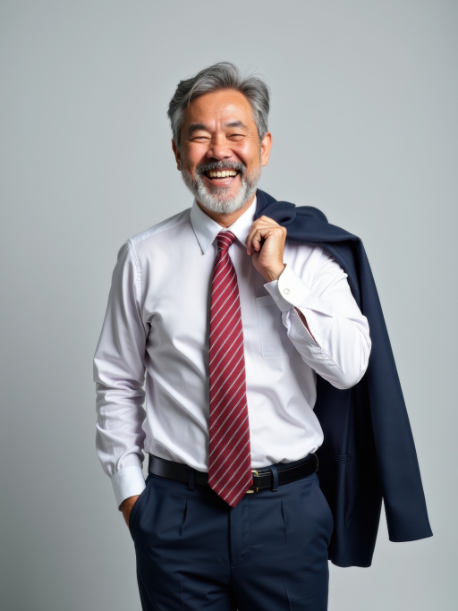 정장 입은 미소짓는 남자