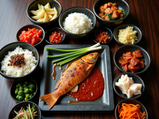 접시에 구운 생선