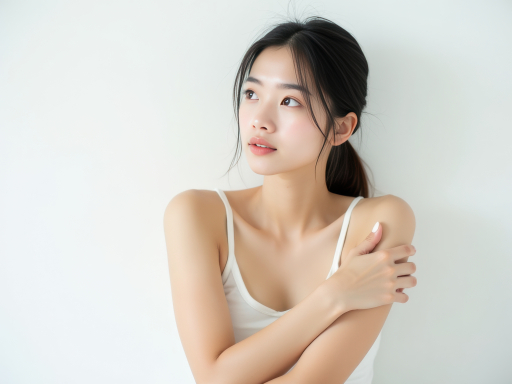 젊은 여자가 벗어나는 모습