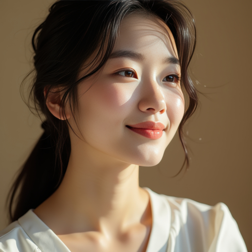 햇빛 속 젊은 여성
