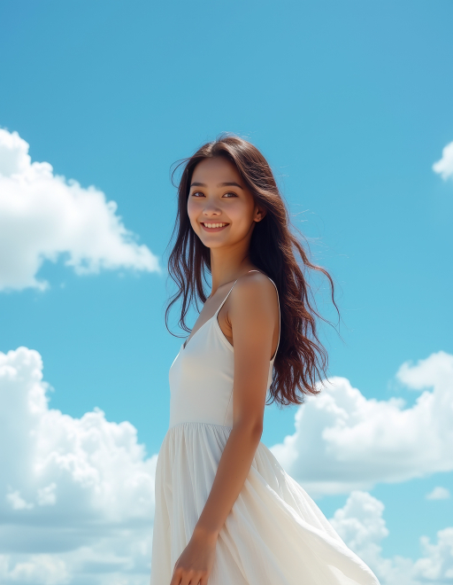 흰 드레스를 입은 젊은 여성