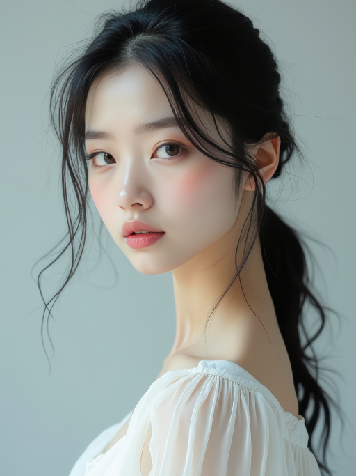 긴 검은 머리의 젊은 여성