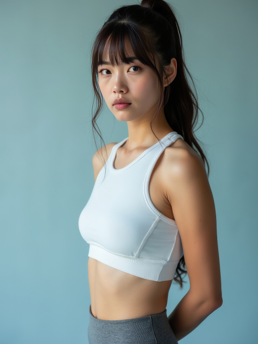 운동복을 입은 젊은 여성