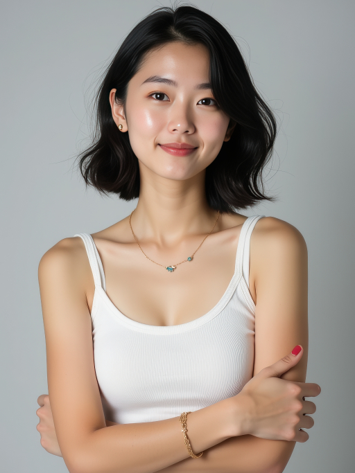 목걸이를 착용한 젊은 여성