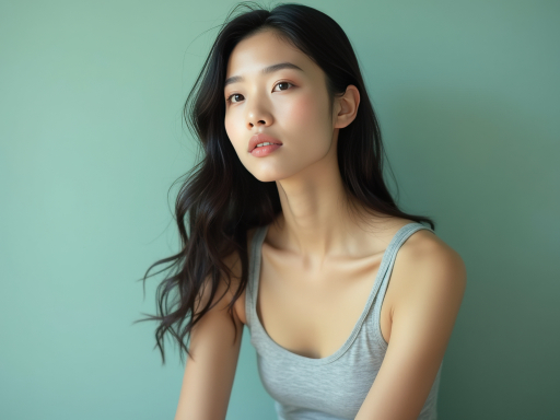 긴 머리 젊은 여성
