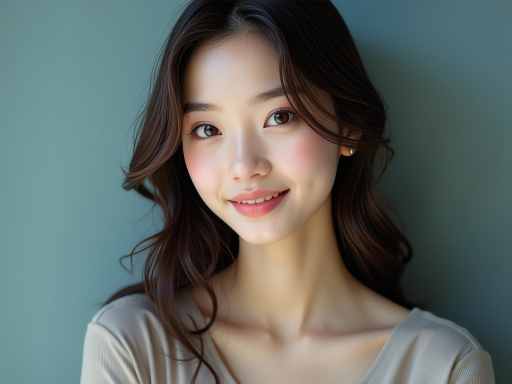 젊은 여자가 웃고 있는 모습
