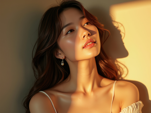햇빛 아래 아름다운 여성