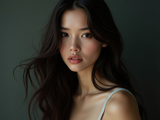 긴 머리를 가진 아름다운 여성