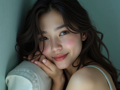 의자에 기대는 젊은 여성
