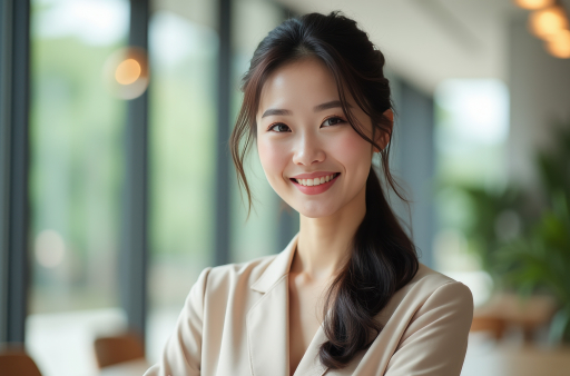 재킷을 입은 젊은 여성