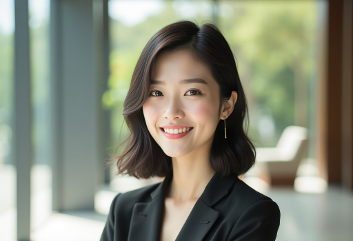사업복을 입은 젊은 여성