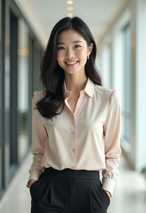 사업복을 입은 젊은 여성