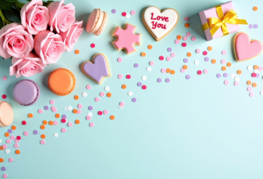 파스텔 장미와 마카롱