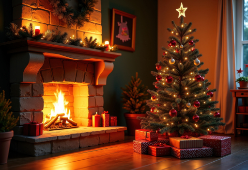 아늑한 벽난로 장면