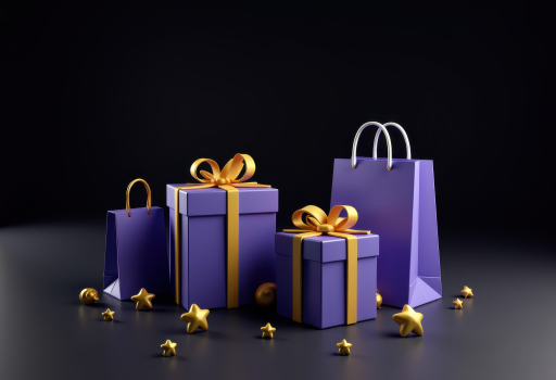 별 장식 보라색 선물 가방