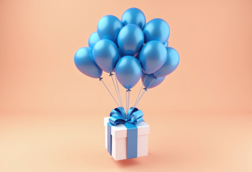 흰색 리본과 함께한 선물 상자