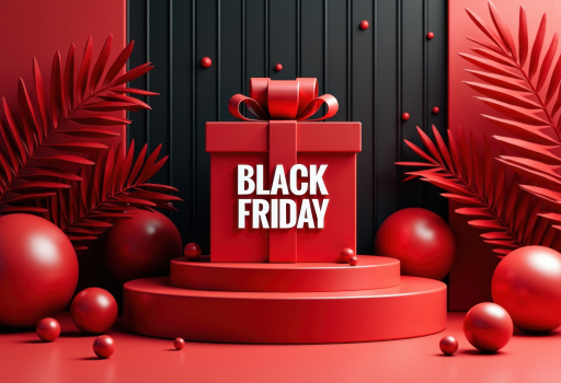 빨간 받침대와 선물 상자