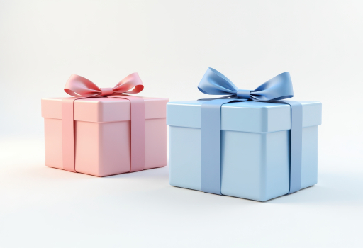 분홍색과 파란색 선물 상자