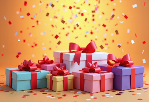 빨간 리본이 있는 선물 상자