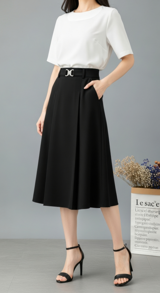 흰색 스커트 입은 여자