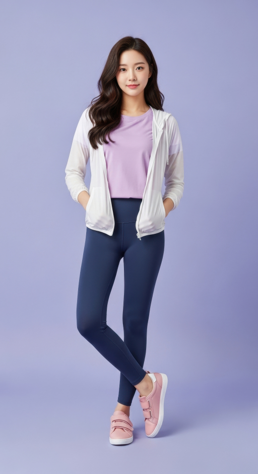 캐주얼 의상에 입은 여성