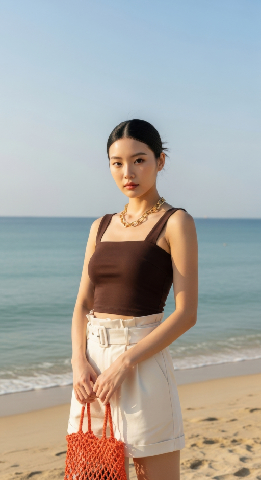 흰색 반바지를 입은 여성