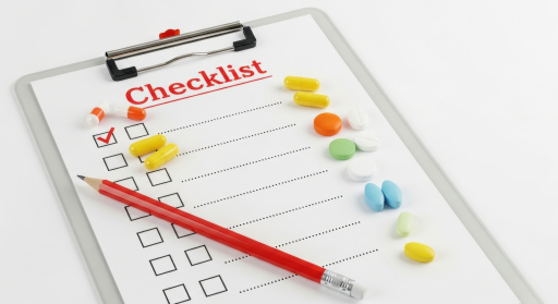 흰 클립보드와 정제