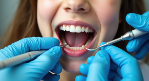 치과 의사가 치아 검사 중