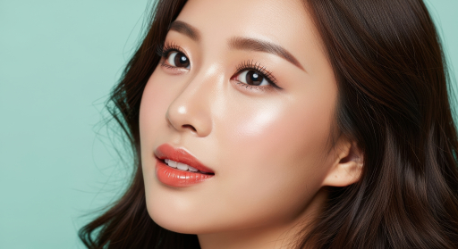 긴 검은 머리를 가진 여성의 클로즈업.