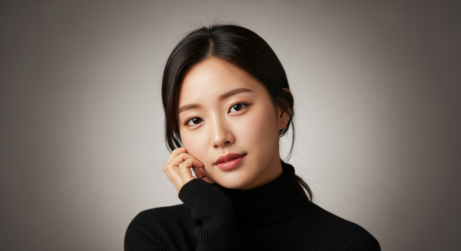 검은 터틀넥 여성