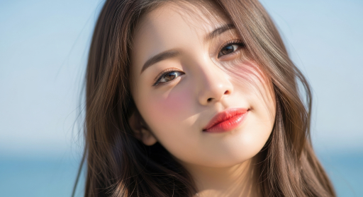 긴 갈색 머리의 젊은 여성