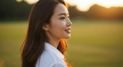 흰 셔츠를 입은 젊은 여성